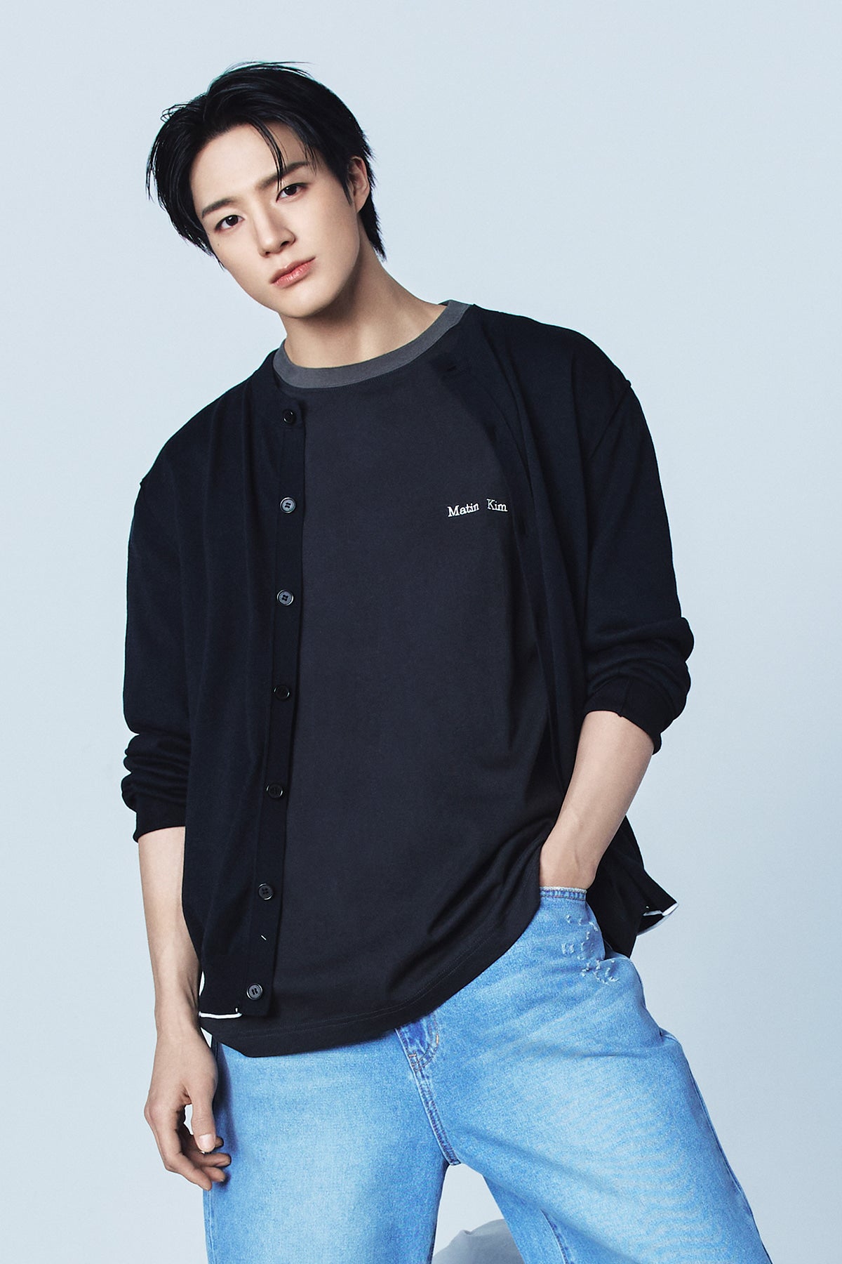 Matin Kim - Tonal Rib Back Logo Top (Black) product image 1 | TRAB K-Fashion Australia