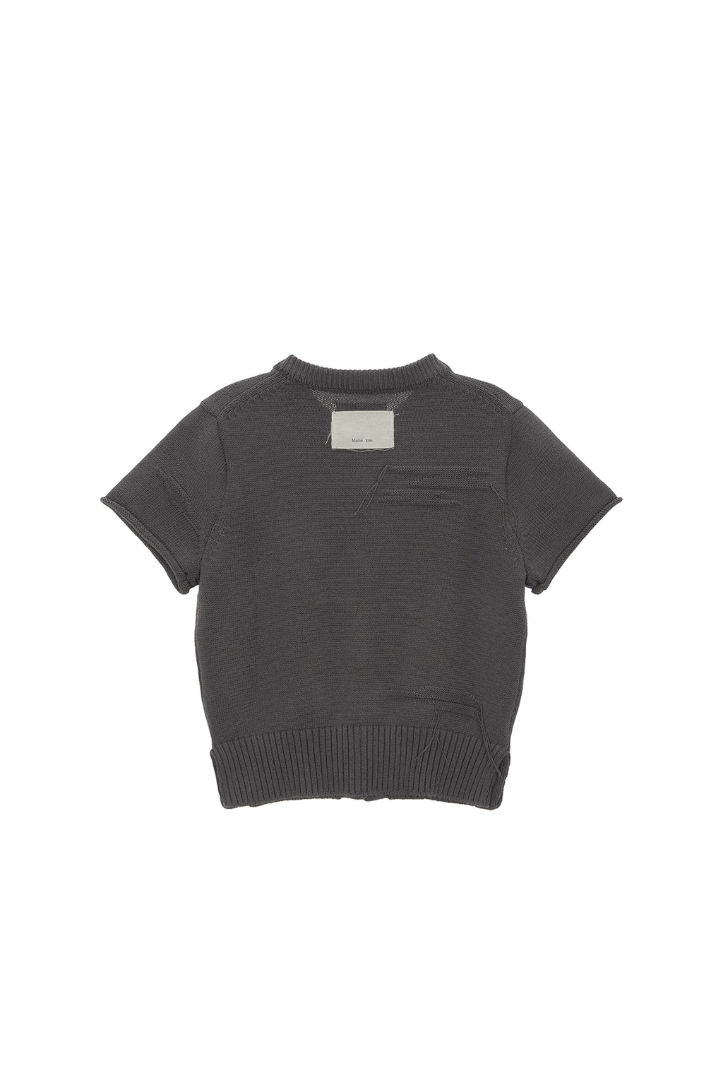 Matin Kim - Damage Round Half Cardigan (Charcoal) product image 2 | TRAB K-Fashion Australia