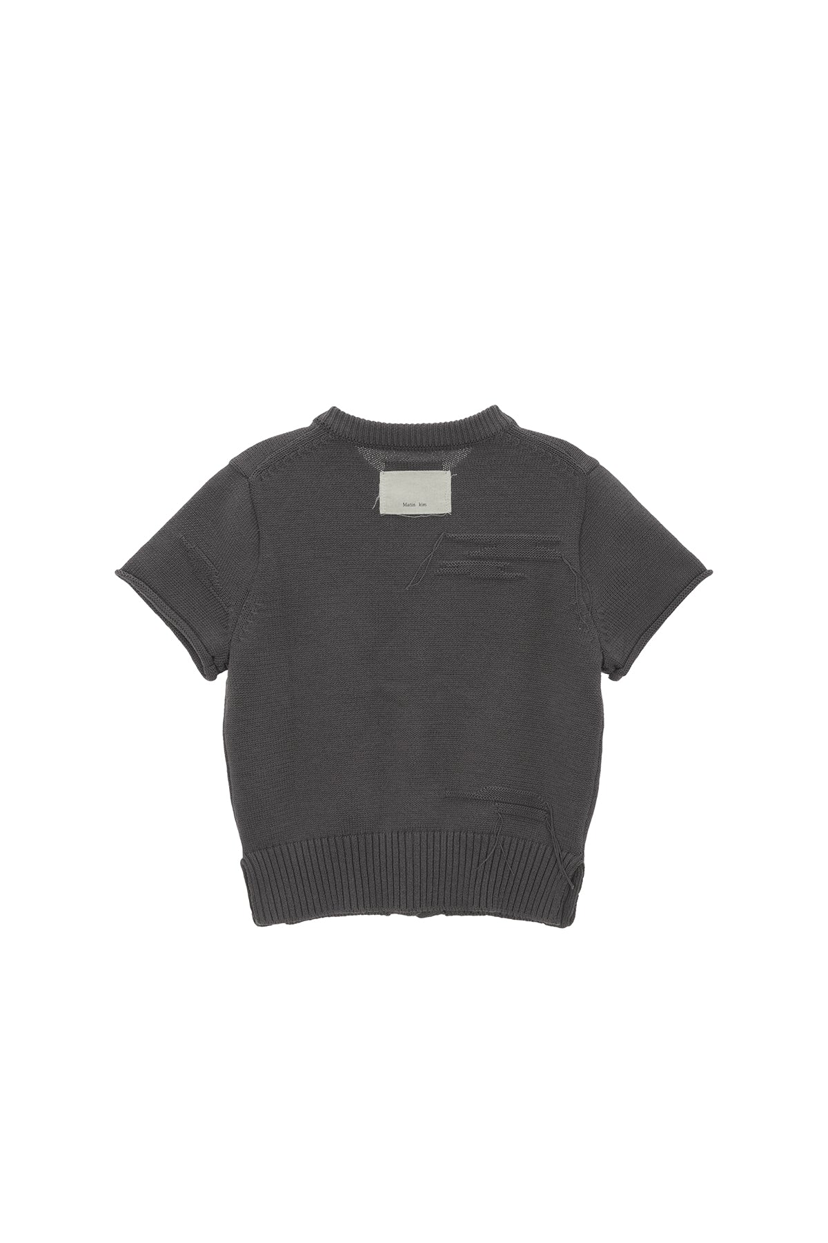 Matin Kim - Damage Round Half Cardigan (Charcoal) product image 2 | TRAB K-Fashion Australia