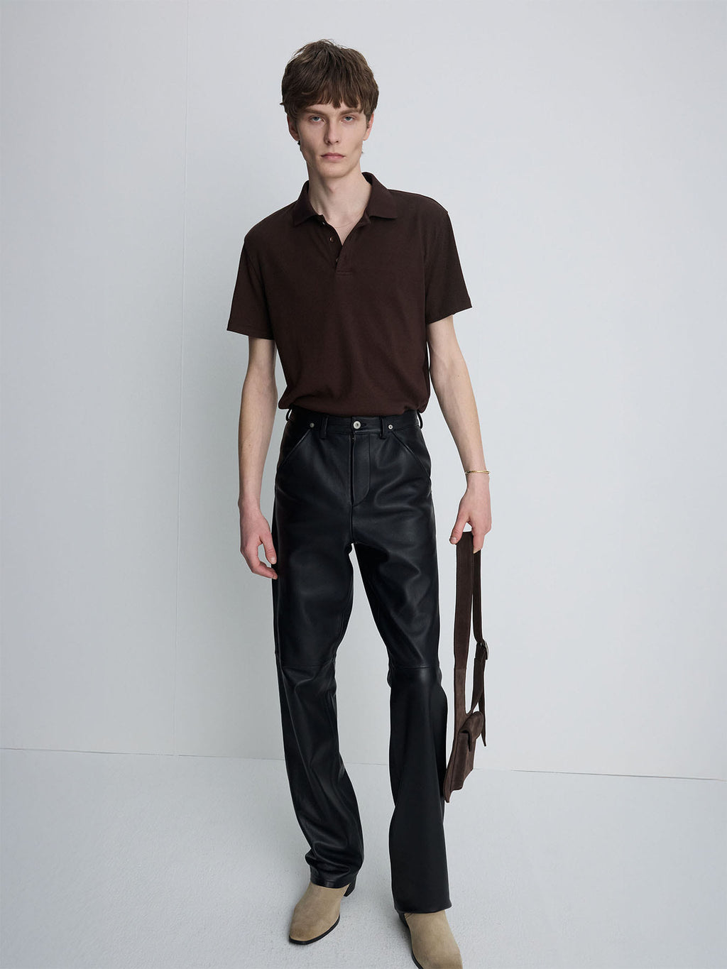 Tonywack - Soft Ribbed Polo Shirt (Brown) product image 1 | TRAB K-Fashion Australia