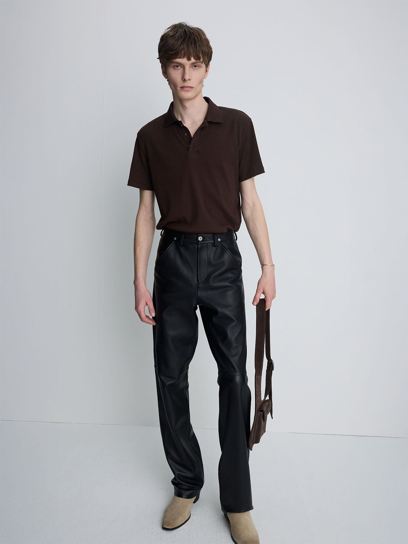 Tonywack - Soft Ribbed Polo Shirt (Brown) product image 1 | TRAB K-Fashion Australia