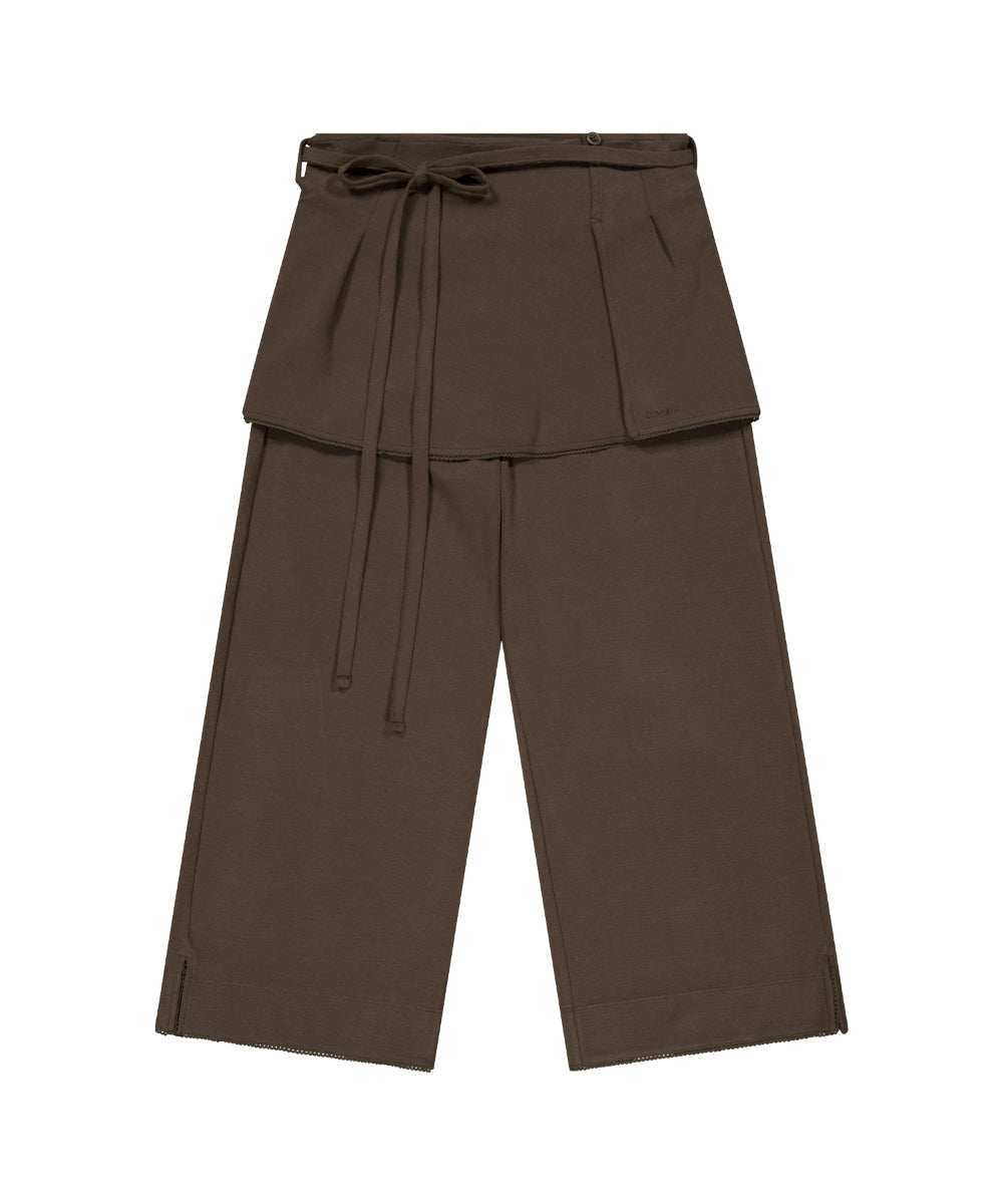 Coyseio - Soft Cropped Skirt Pants (Brown) product image 10 | TRAB K-Fashion Australia