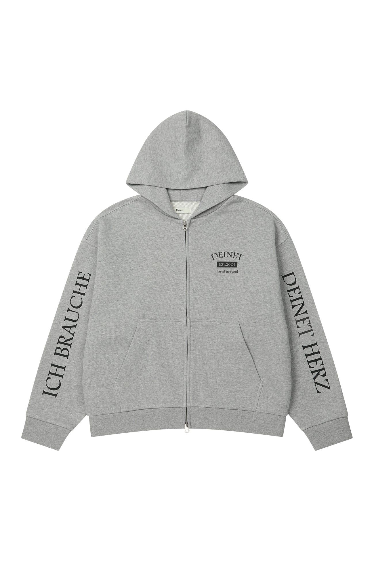 Deinet - German Lettering Hoodie Zip-Up (Melange Grey) product image 12 | TRAB K-Fashion Australia