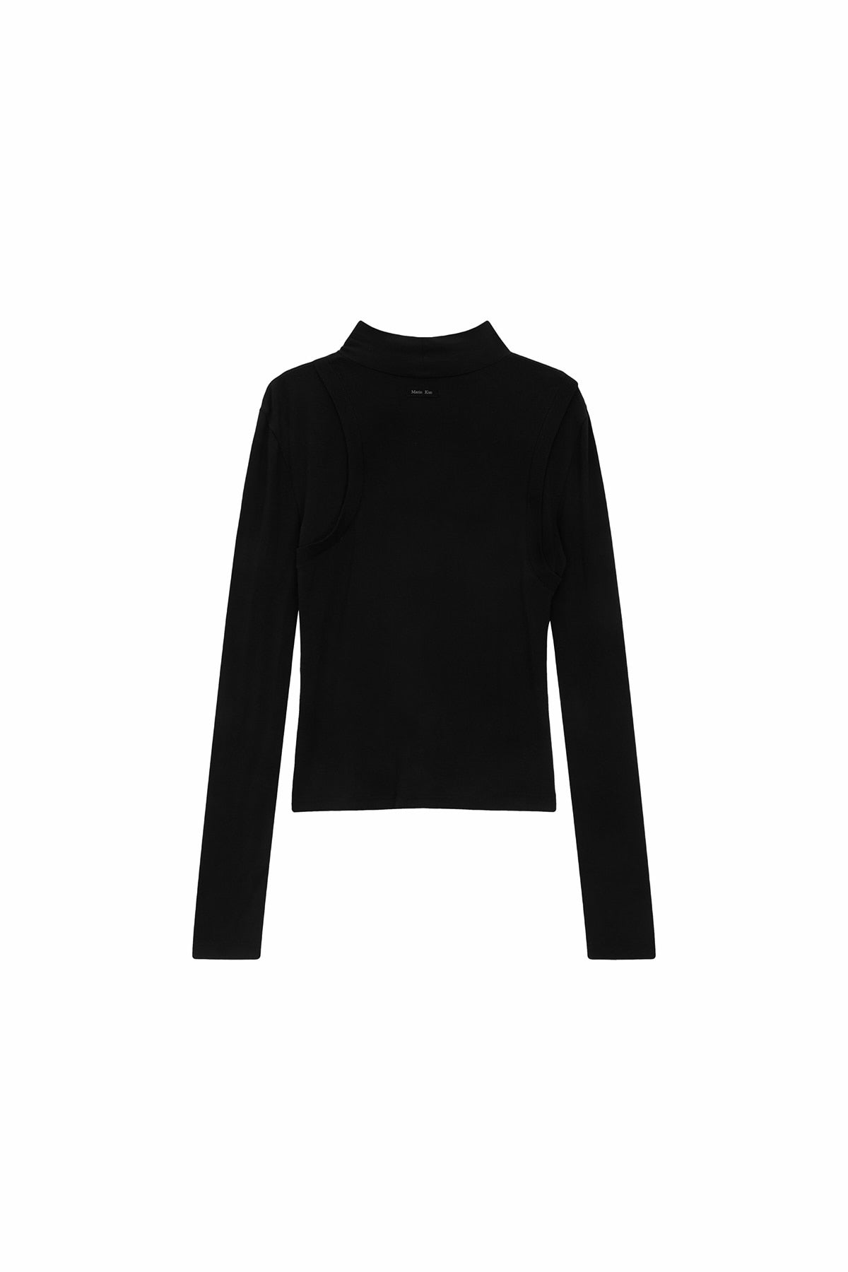 Matin Kim - Rib Layered Half Neck Long Sleeve Top (Black) product image 2 | TRAB K-Fashion Australia