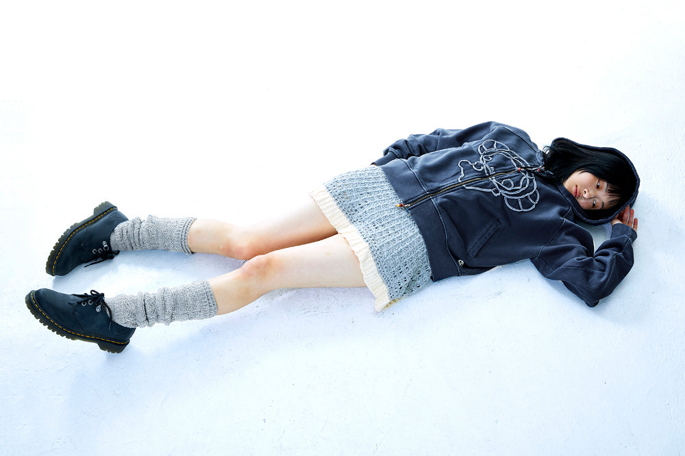 Coyseio - Vintage Tape Hood Zip-Up (Navy) product image 5 | TRAB K-Fashion Australia