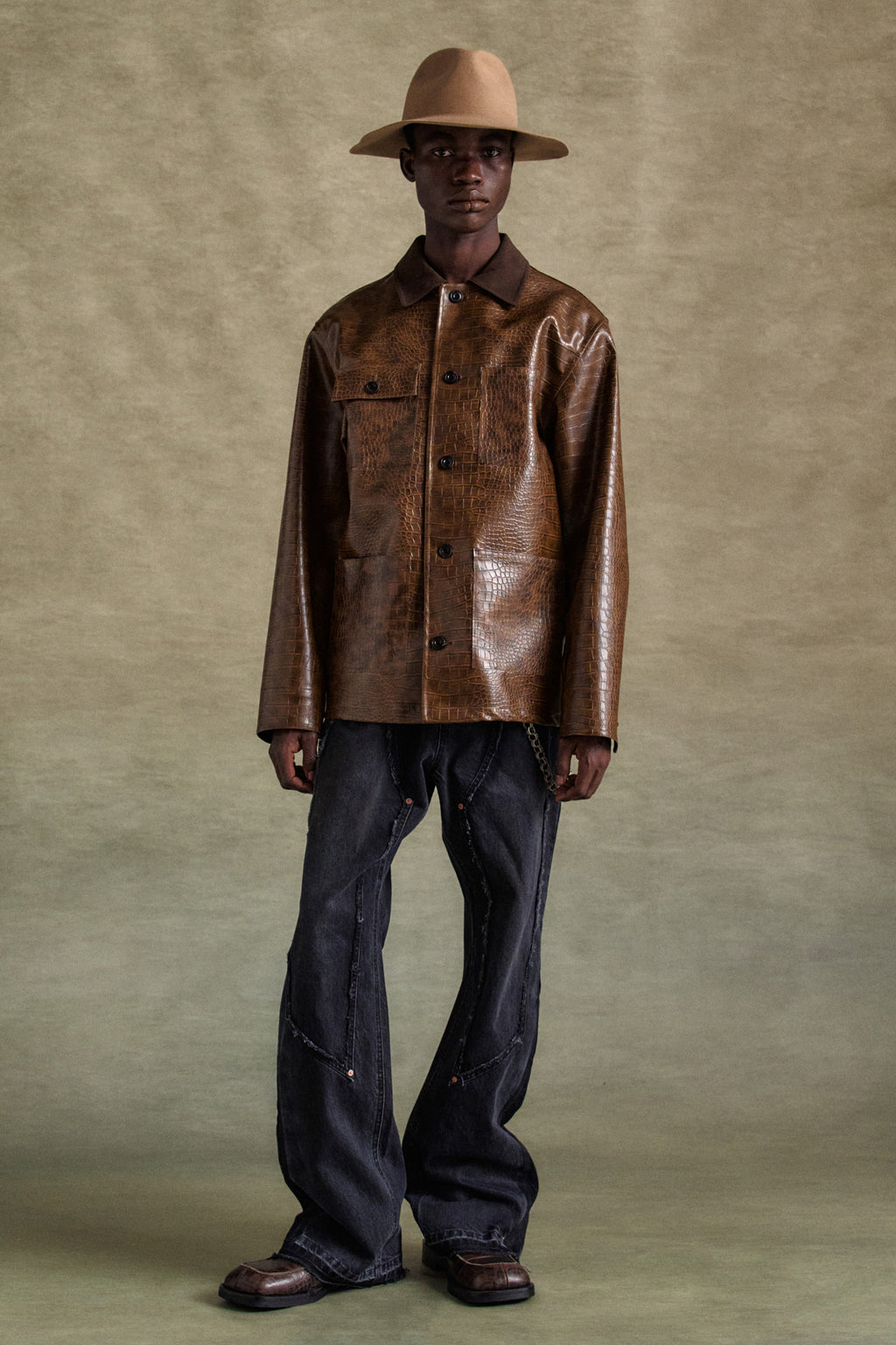 Andersson Bell - Faux Leather Work Jacket (Brown) product image 9 | TRAB K-Fashion Australia