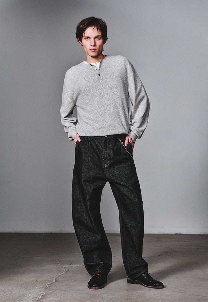 Art if acts - One Tuck Curve Denim Pants (Washed Black) product image 4 | TRAB K-Fashion Australia