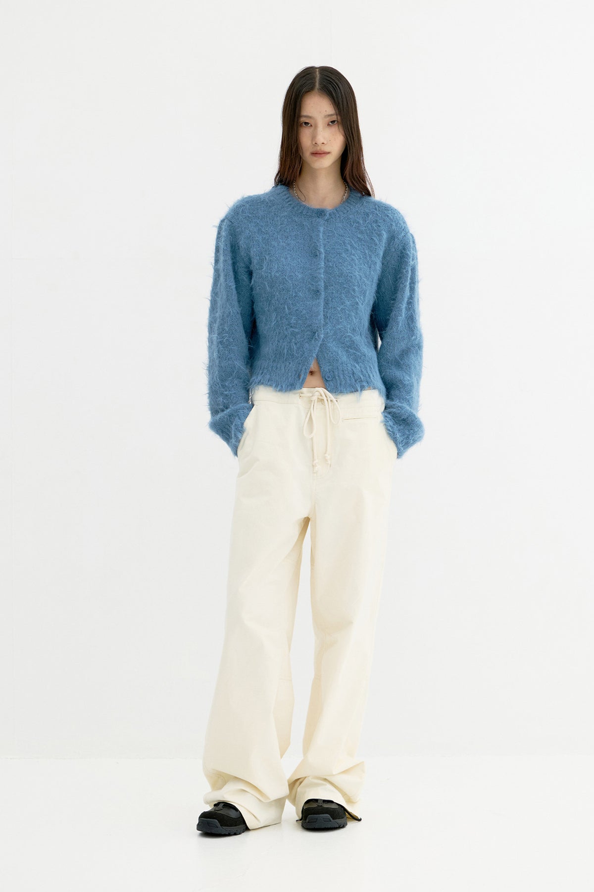 Coor - Fuzzy Cropped Cardigan (Blue) product image 2 | TRAB K-Fashion Australia