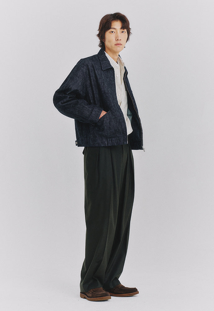 Art if acts - Reverse Wool Two Tuck Pants (Olive Charcoal) product image 2 | TRAB K-Fashion Australia
