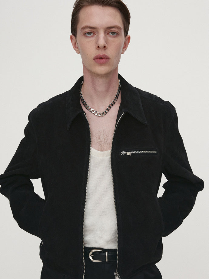Tonywack - Suede Zip Blouson Jacket (Black) product image 1 | TRAB K-Fashion Australia