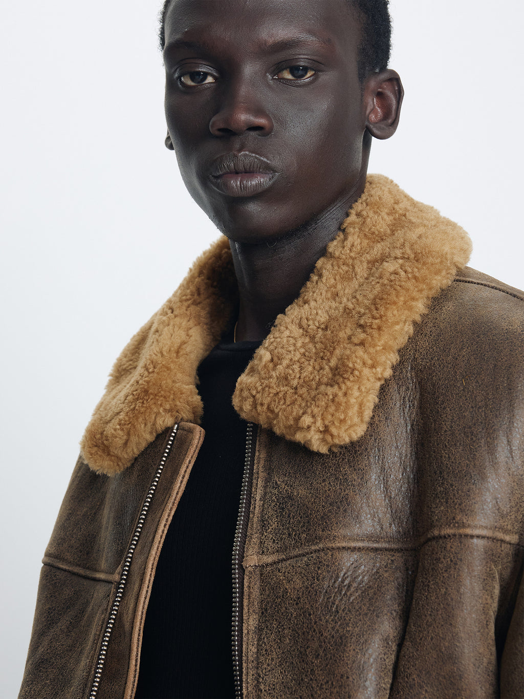 Tonywack - Lamb Shearling Leather Bomber Jacket (Faded Brown) product image 6 | TRAB K-Fashion Australia