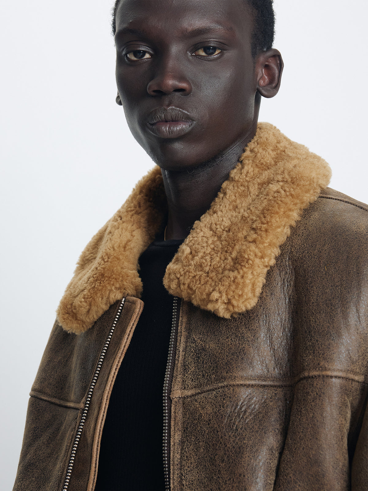 Tonywack - Lamb Shearling Leather Bomber Jacket (Faded Brown) product image 6 | TRAB K-Fashion Australia