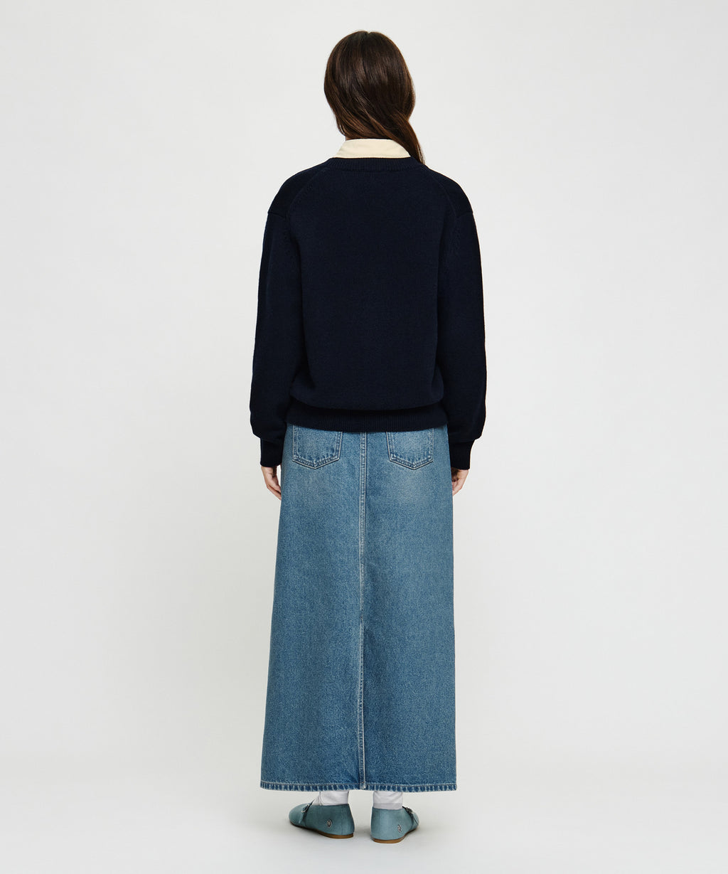 Marithe & Francois Girbaud - [Pre-order – Ships 19 Oct] Maxi Denim Skirt (Blue) product image 5 | TRAB K-Fashion Australia
