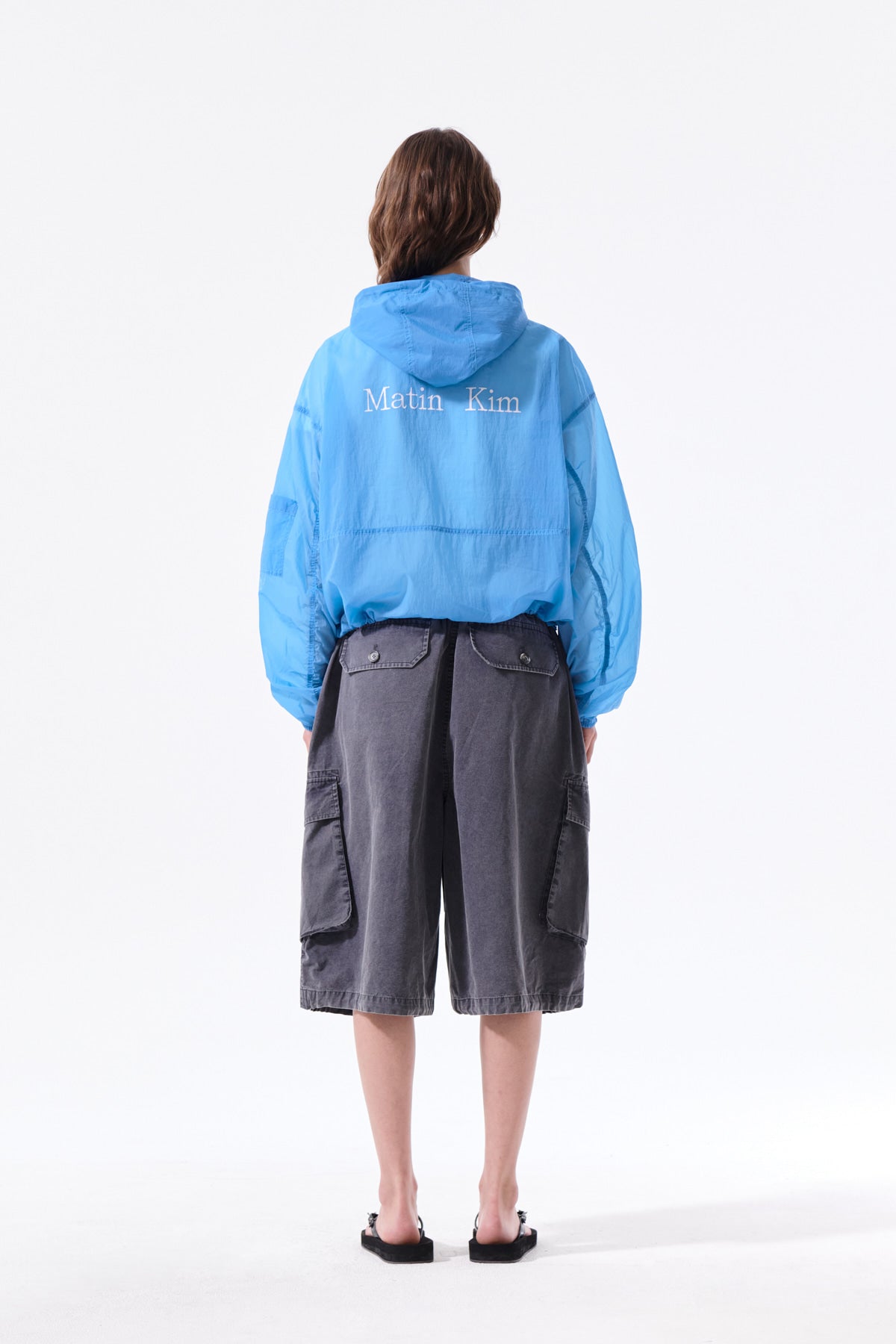 Matin Kim - Back Logo Hoody Windbreaker (Blue) product image 8 | TRAB K-Fashion Australia