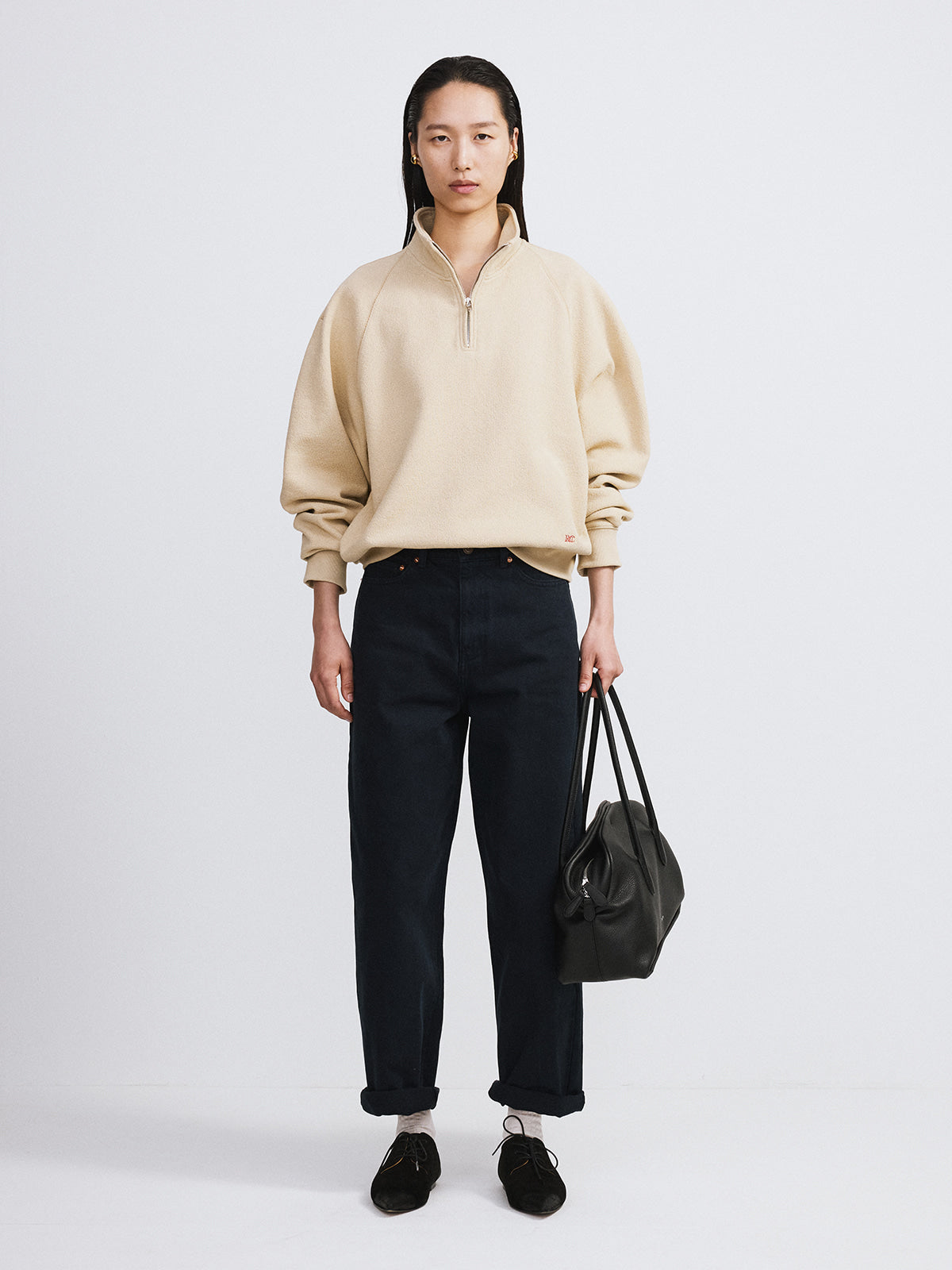 Recto - Rc Logo Half-Zip Sweatshirt (Beige) product image 2 | TRAB K-Fashion Australia