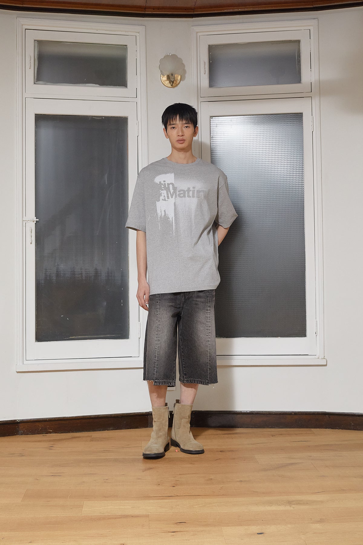 Matin Kim - Unbalance Printing Top (Grey) product image 9 | TRAB K-Fashion Australia