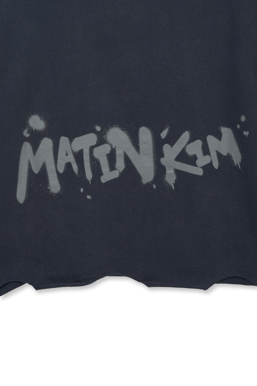 Matin Kim - Raw Cut Graffiti Logo Top (Navy) product image 4 | TRAB K-Fashion Australia