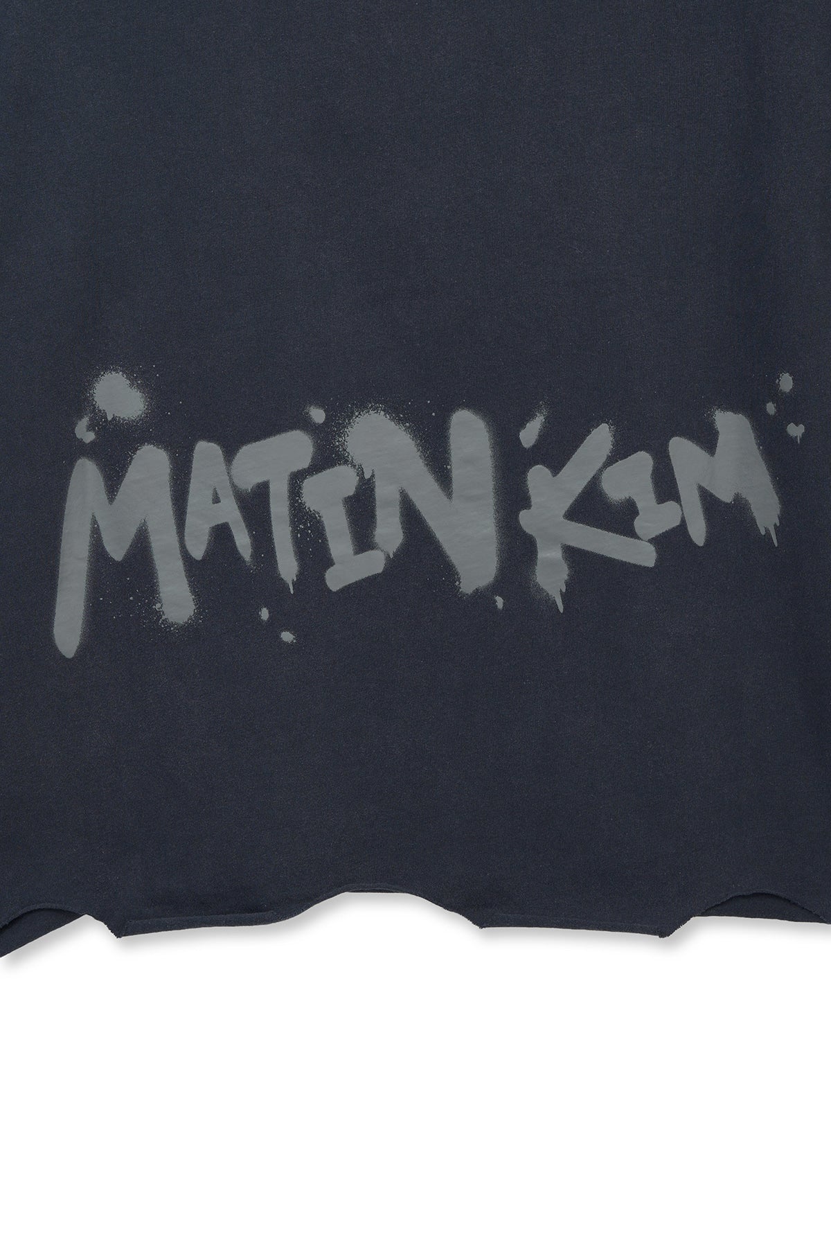 Matin Kim - Raw Cut Graffiti Logo Top (Navy) product image 4 | TRAB K-Fashion Australia