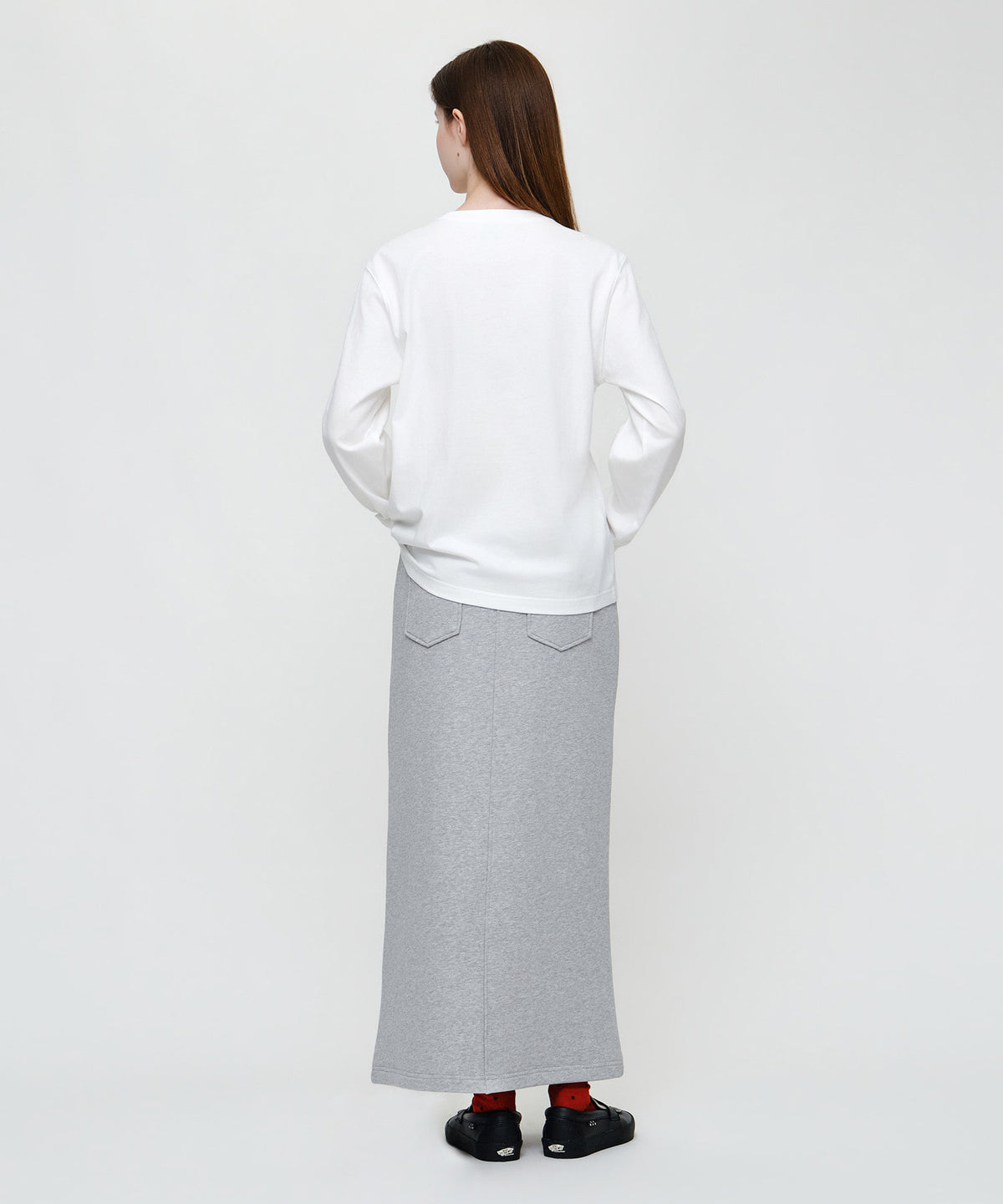 Marithe & Francois Girbaud - Classic Logo Long Sweat Skirt (Heather Gray) product image 6 | TRAB K-Fashion Australia