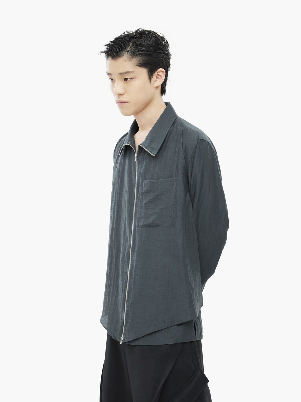 Jiyong Kim - Layered Zip-Up Shirt (Navy) product image 3 | TRAB K-Fashion Australia