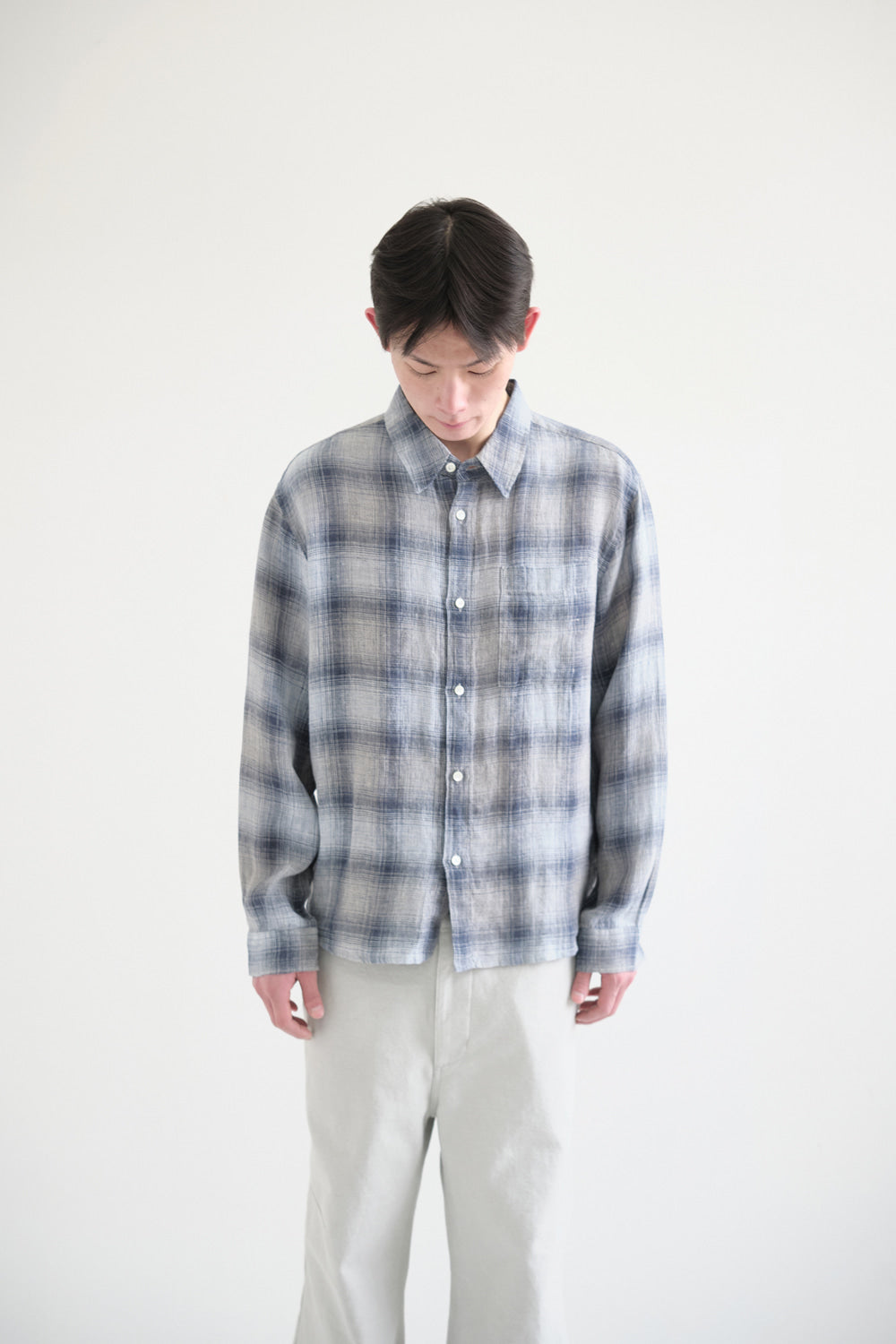 Hatchingroom - Museum Shirt Linen Check (Blue/Grey) product image 6 | TRAB K-Fashion Australia