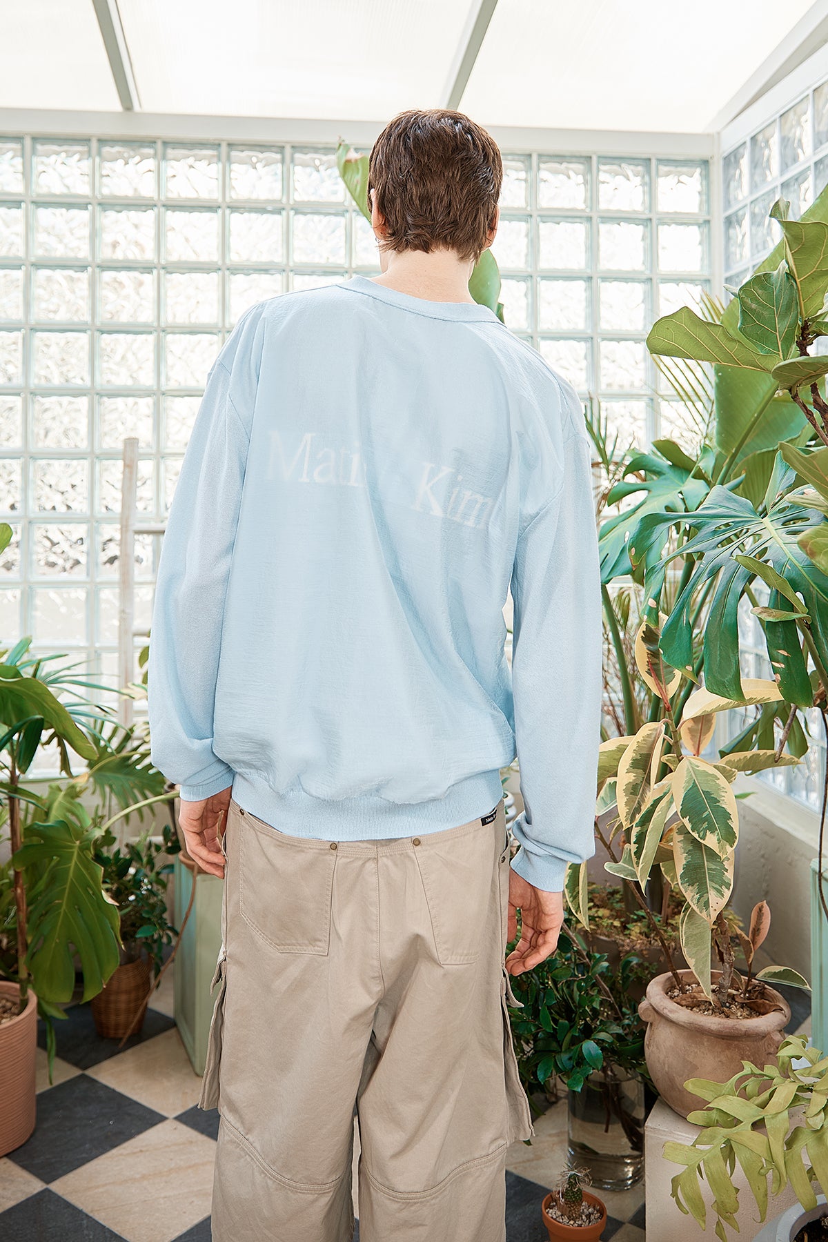 Matin Kim - Back Logo See Through Cardigan (Sky) product image 12 | TRAB K-Fashion Australia