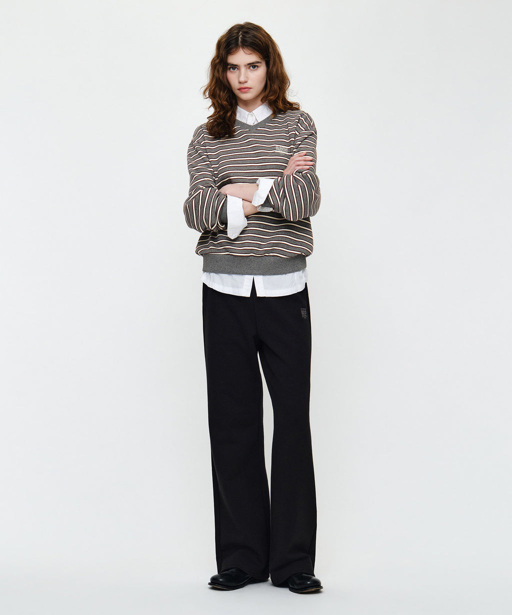 Marithe & Francois Girbaud - Small Classic Logo V Neck Balloon Sweatshirt (Stripe) product image 4 | TRAB K-Fashion Australia
