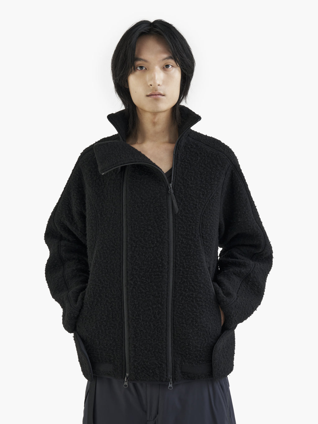 Jiyong Kim - Double Zip Fleece (Black) product image 3 | TRAB K-Fashion Australia