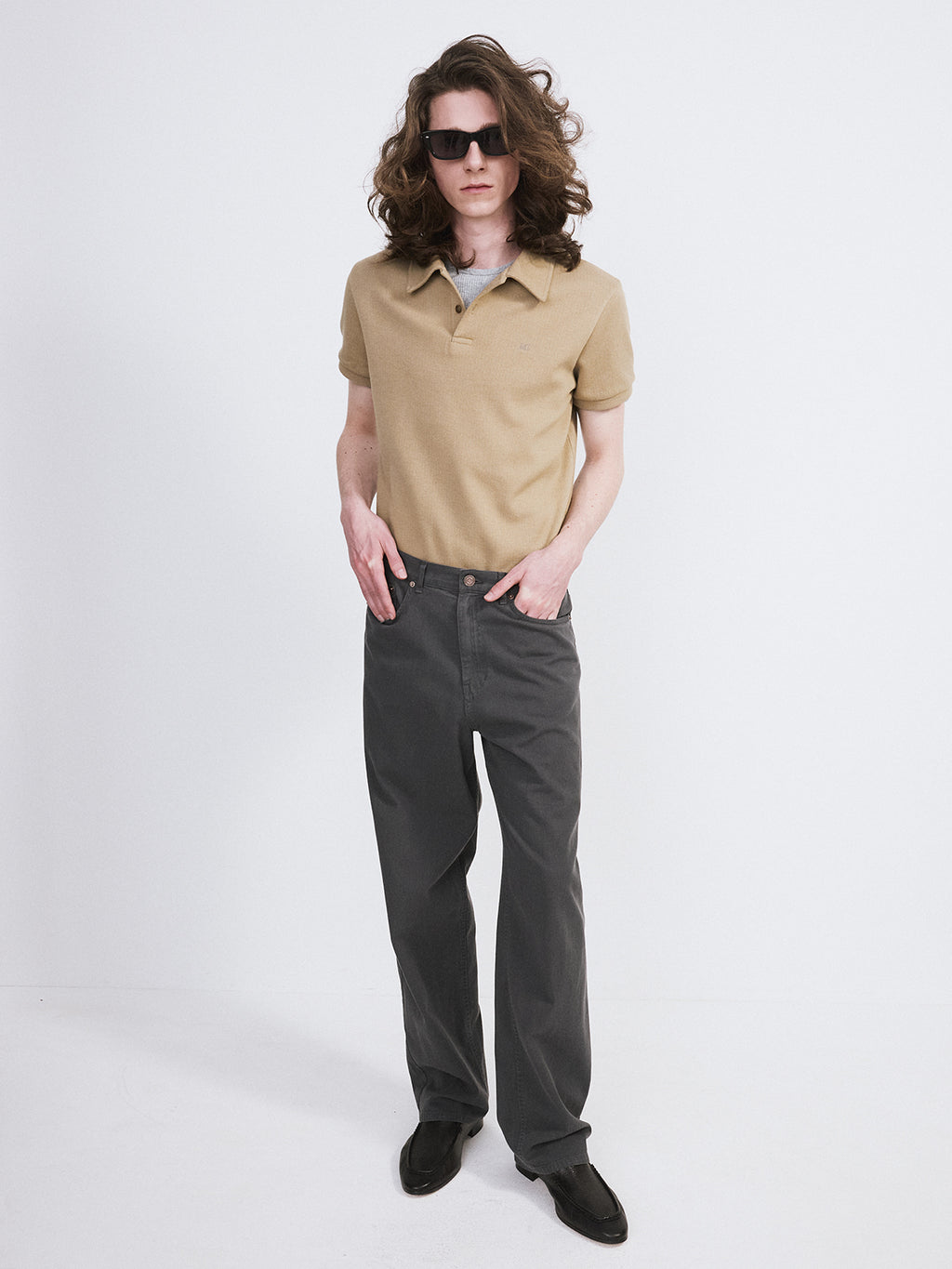 Recto - Slim Fit Pique Top (Khaki Beige) product image 2 | TRAB K-Fashion Australia