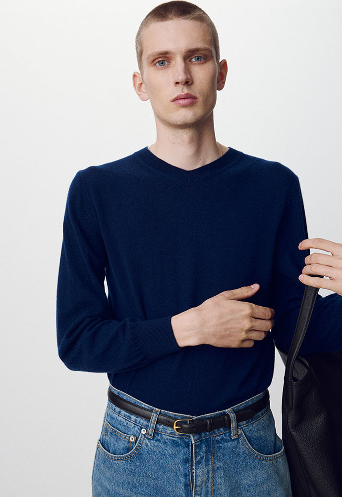 Tonywack - Pure Cashmere V-Neck Sweater (Navy) product image 1 | TRAB K-Fashion Australia