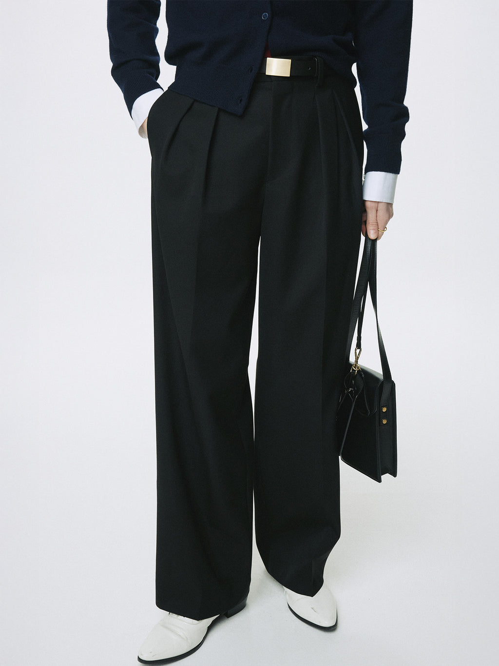 Tonywack - Wool Double-Pleated Wide Trousers (Black) product image 5 | TRAB K-Fashion Australia