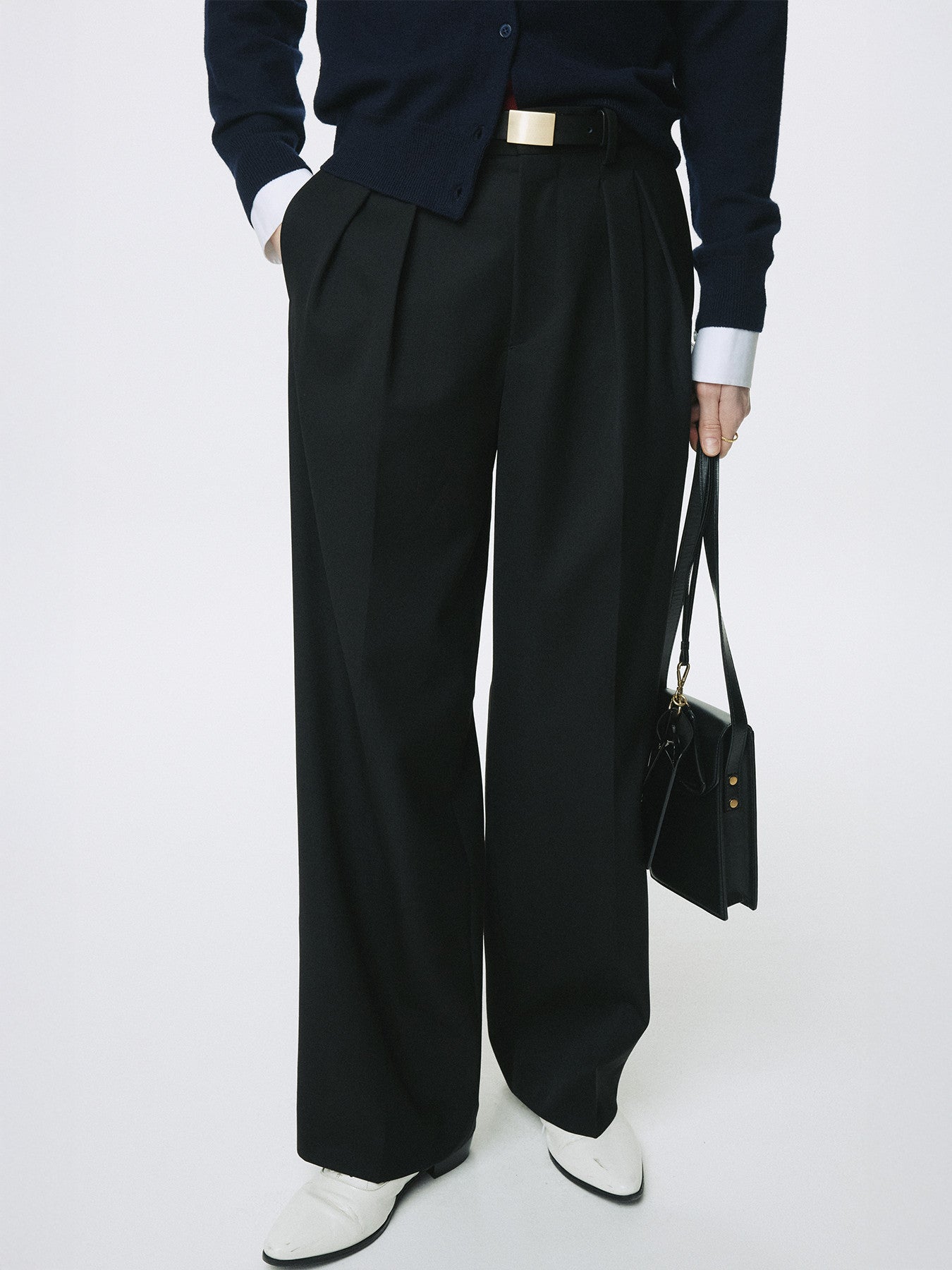 Tonywack - Wool Double-Pleated Wide Trousers (Black) product image 5 | TRAB K-Fashion Australia