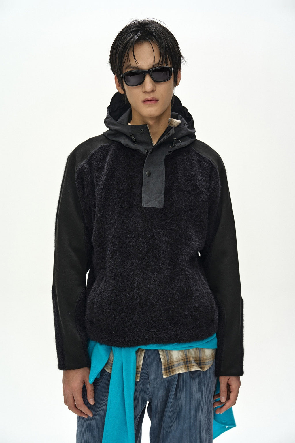 Andersson Bell - Orte Terry Half Zip Up Hoodie (Black) product image 1 | TRAB K-Fashion Australia