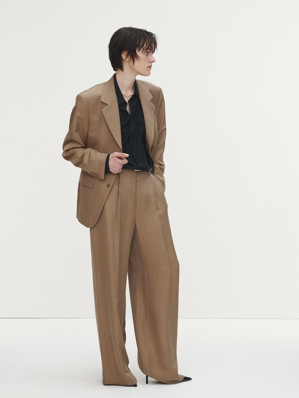 Tonywack - Silk Viscose Two Button Single Jacket (Beige) product image 5 | TRAB K-Fashion Australia