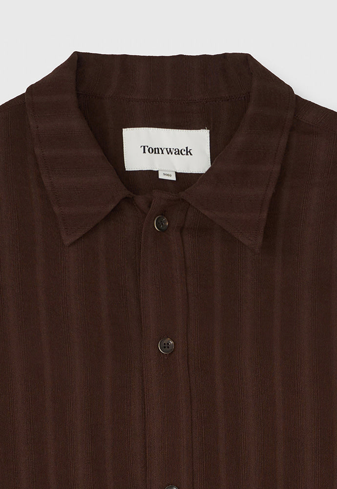 Tonywack - Cotton Linen Textured Stripe Shirt (Brown) product image 10 | TRAB K-Fashion Australia