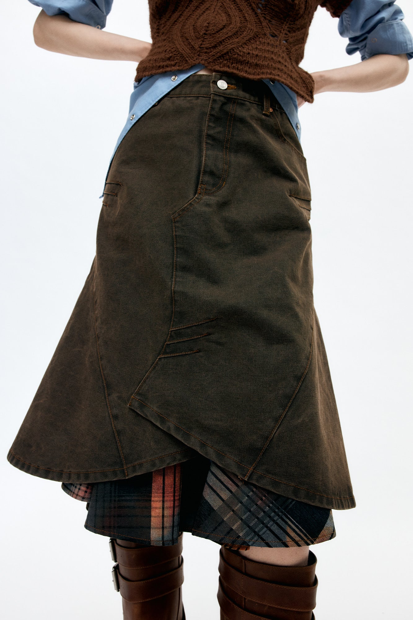 Andersson Bell - Custom Flare Layered Skirt (Sunset Brown) product image 4 | TRAB K-Fashion Australia