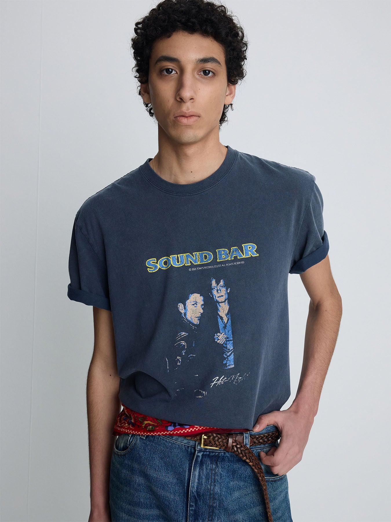 Tonywack - Garment-Dyed Sound Bar T-Shirt (Faded Navy) product image 1 | TRAB K-Fashion Australia