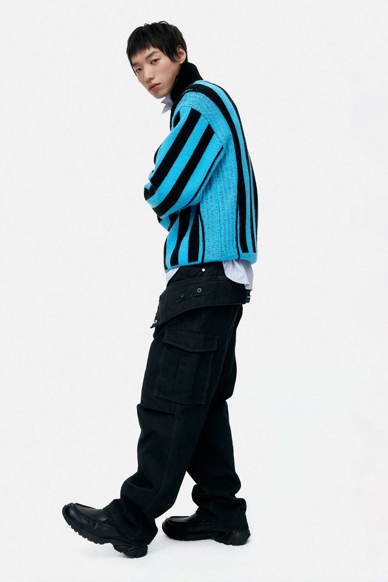 Andersson Bell - Adsb Half Zip-Up Emblem Sweater (Blue) product image 3 | TRAB K-Fashion Australia