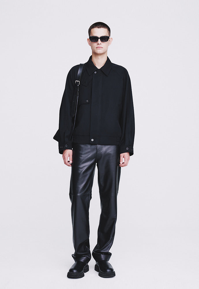 Tonywack - Hard Twist Wool Twill Gun Flap Blouson Jacket (Black) product image 1 | TRAB K-Fashion Australia