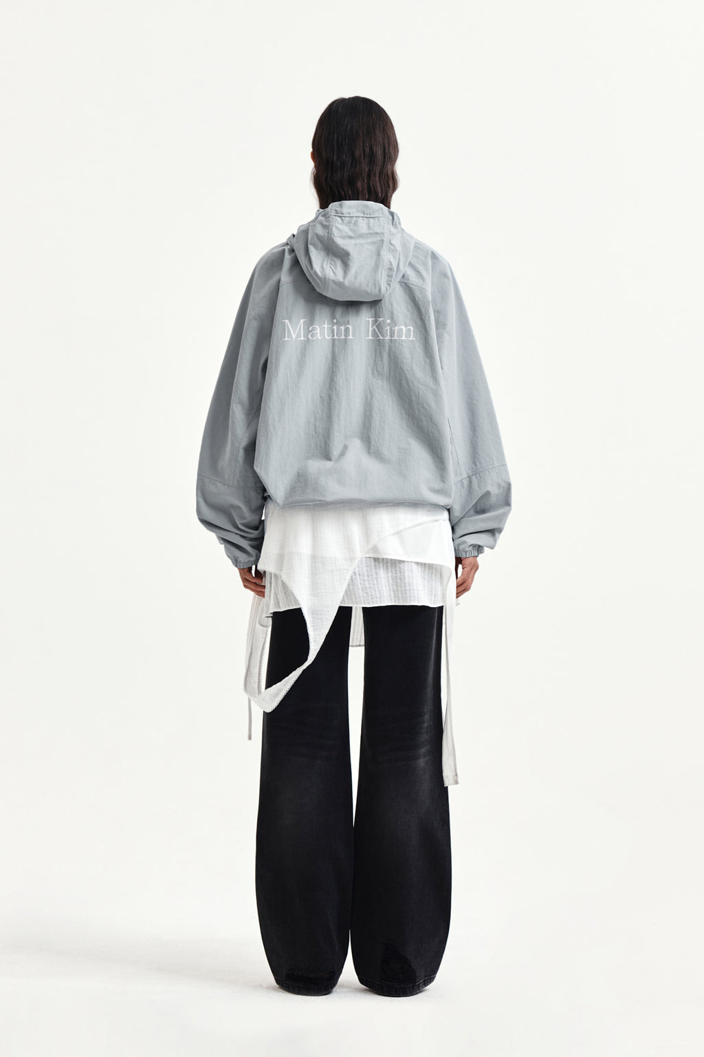 Matin Kim - Back Logo Hoody Wind Breaker (Light Grey) product image 8 | TRAB K-Fashion Australia