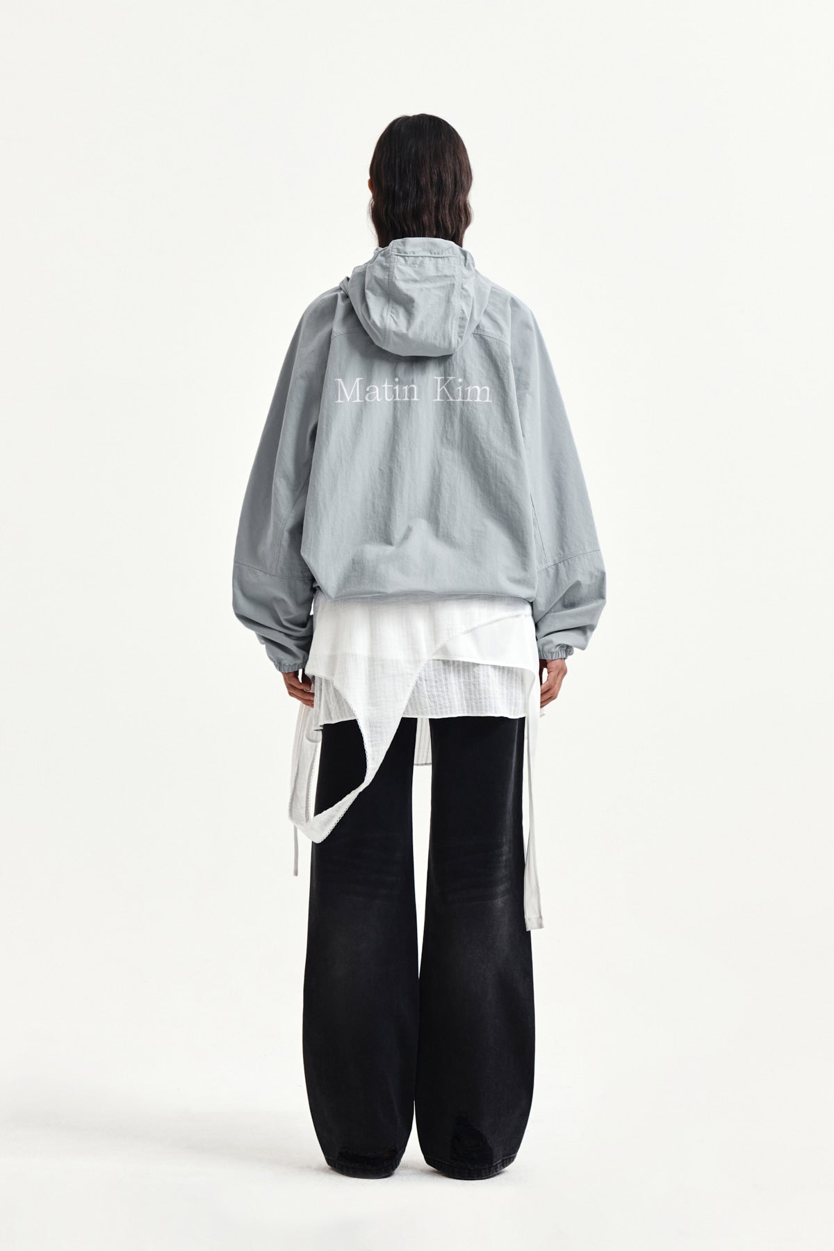 Matin Kim - Back Logo Hoody Wind Breaker (Light Grey) product image 8 | TRAB K-Fashion Australia