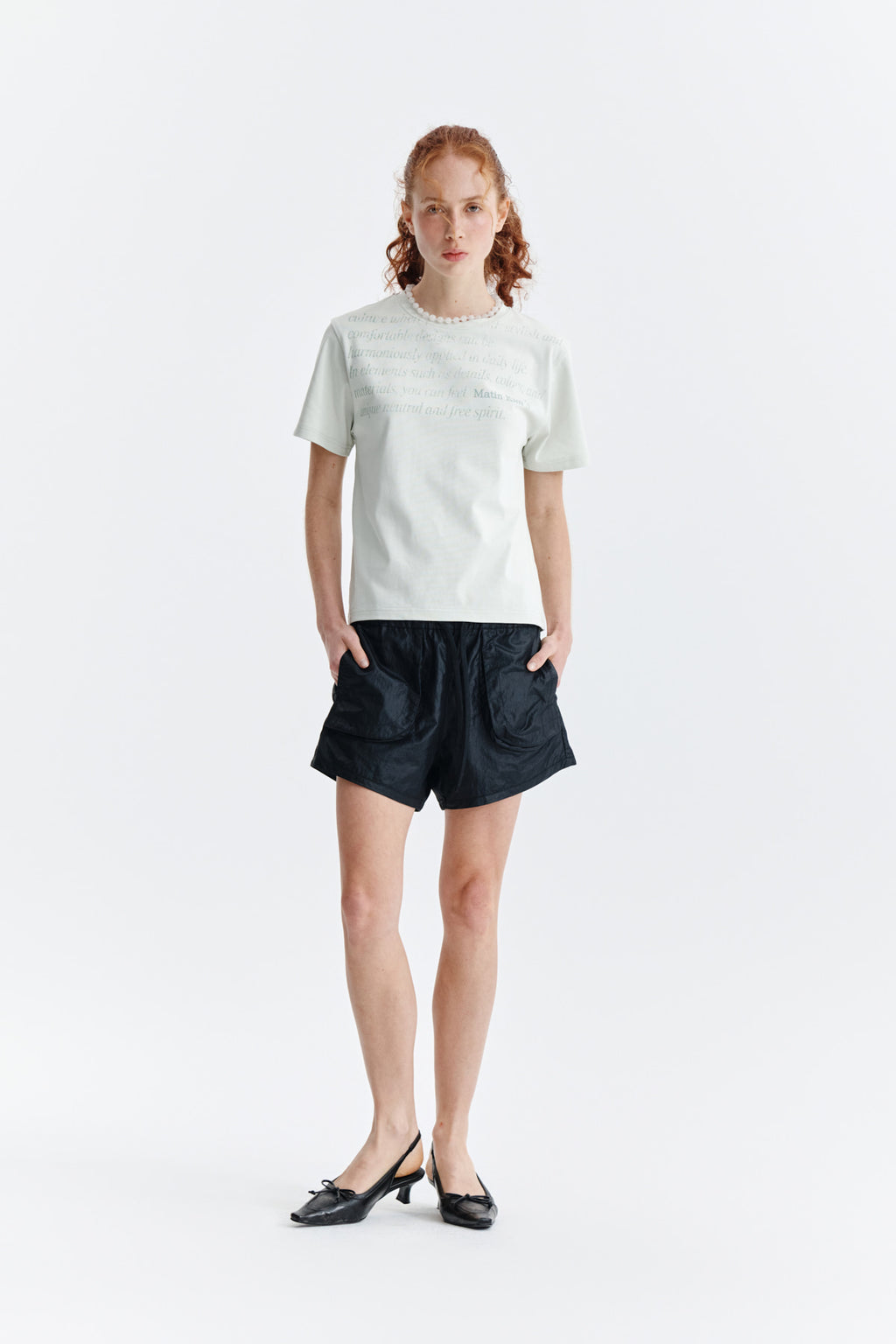 Matin Kim - Logo Point Lettering Graphic Top (Light Green) product image 7 | TRAB K-Fashion Australia