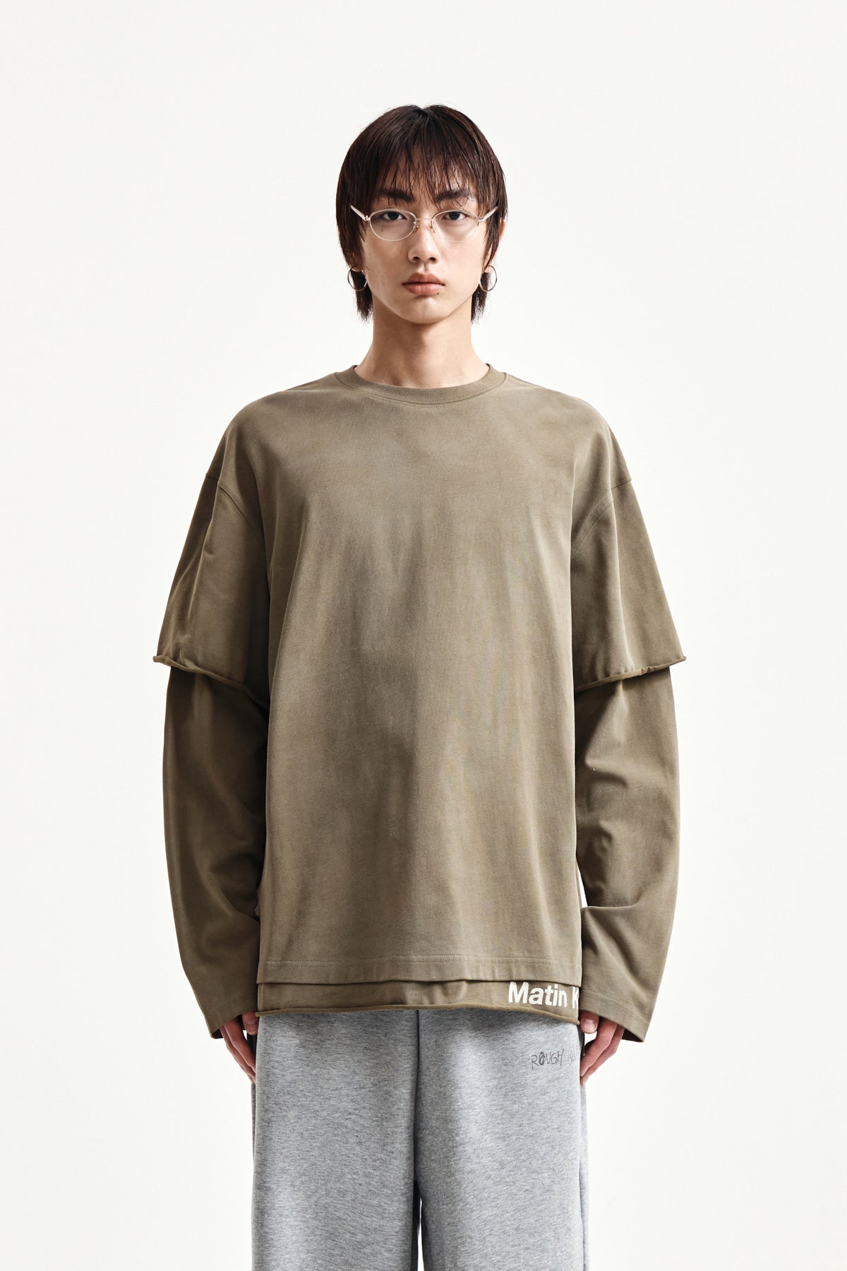 Matin Kim - Spray Effect Layered Top (Khaki) product image 5 | TRAB K-Fashion Australia