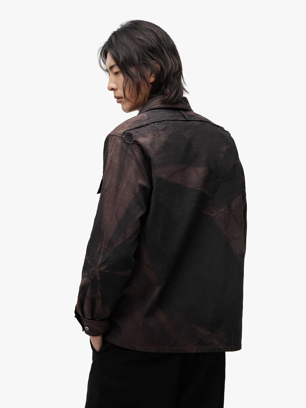 Jiyong Kim - Sun-Bleached Raw-Edge Shirt (Black) product image 5 | TRAB K-Fashion Australia