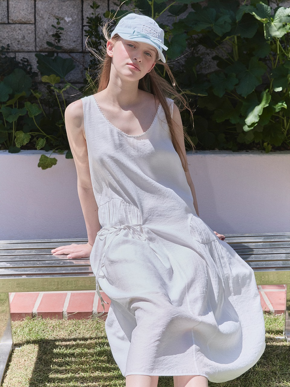 Margarin Fingers - Lace Unbalance Shirring One Piece (Ivory) product image 1 | TRAB K-Fashion Australia