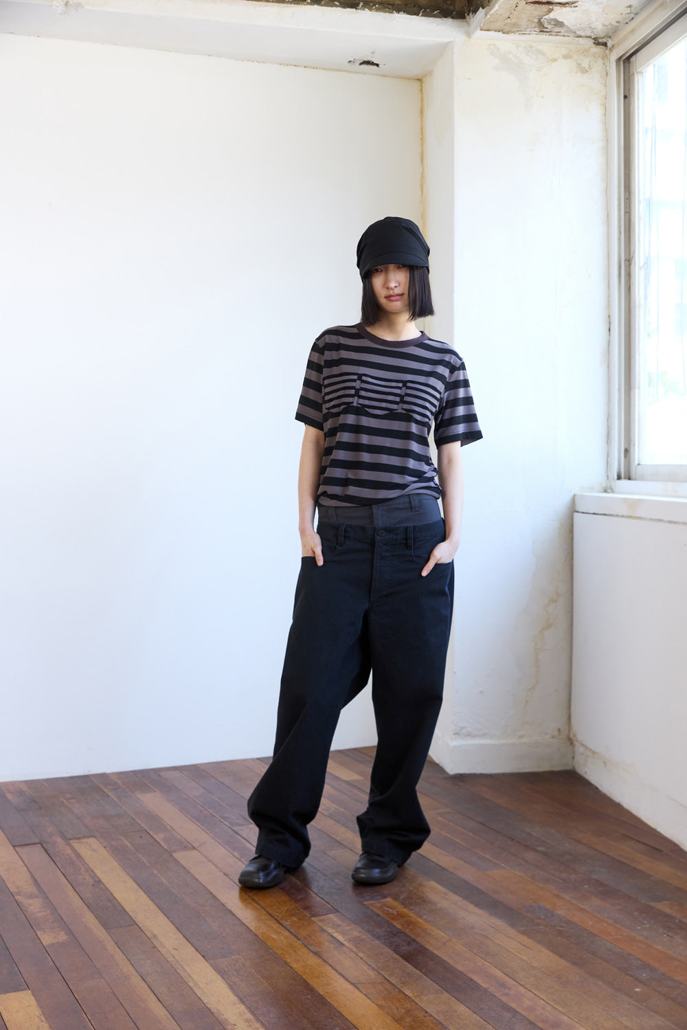 Hatchingroom - Triple Pocket Tee Stripe (Brown Charcoal) product image 12 | TRAB K-Fashion Australia