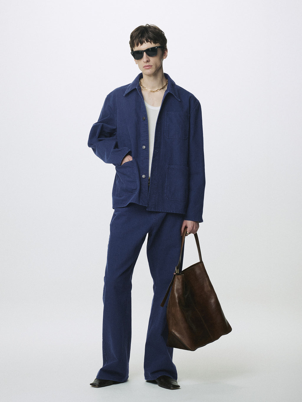 Tonywack - Washed Cotton Twill Loose Flared Jeans (Purple Blue) product image 5 | TRAB K-Fashion Australia