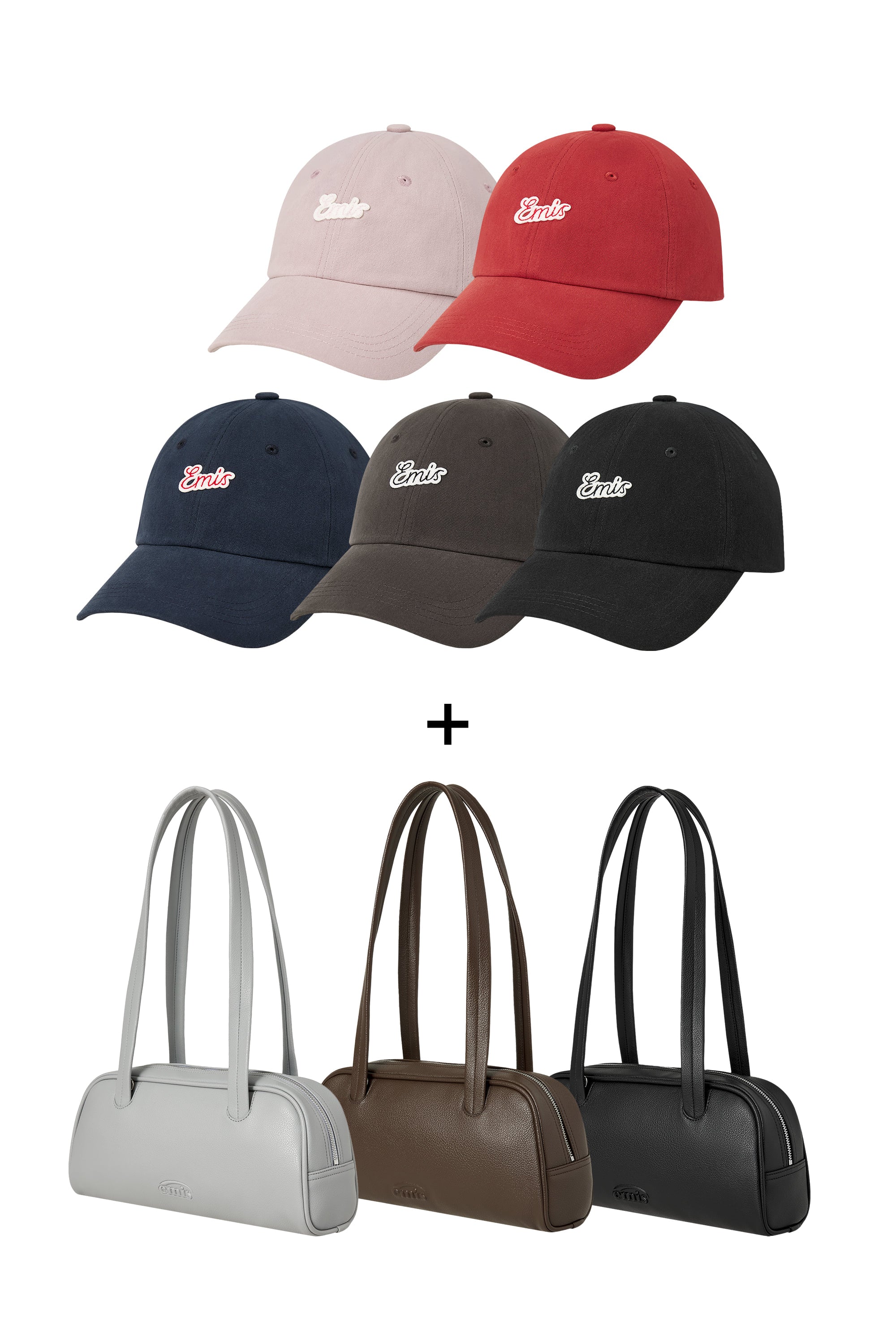 Emis - [Set Sale] Small Line Patch Ball Cap + Grain Long Handle Shoulder Bag product image 1 | TRAB K-Fashion Australia