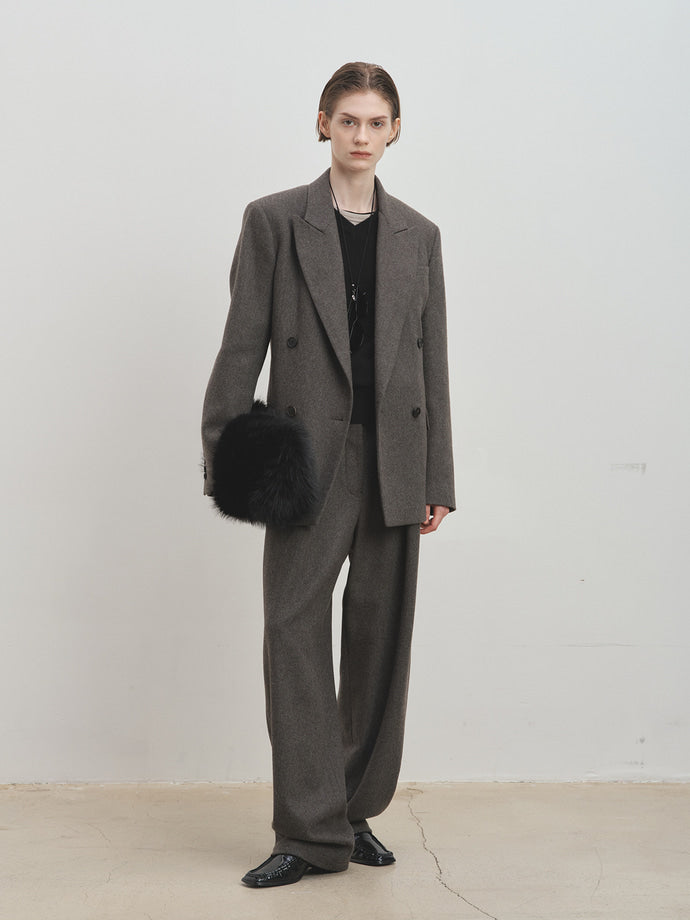 Tonywack - Tailored Wool Twill Double-Breasted Jacket (Grey) product image 8 | TRAB K-Fashion Australia