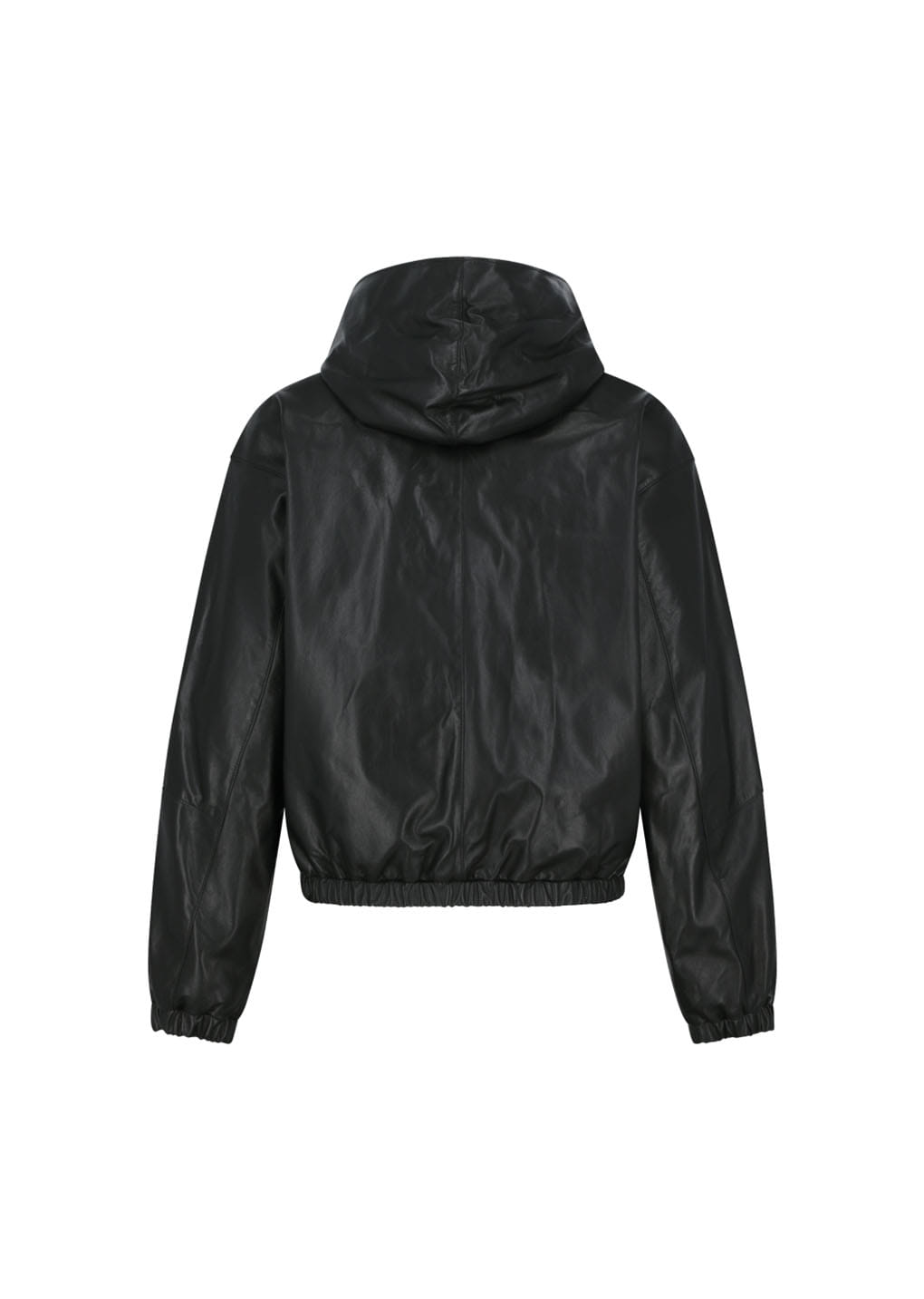Amomento - [Pre-Order] Lambskin Leather Hood Jumper (Black) product image 6 | TRAB K-Fashion Australia